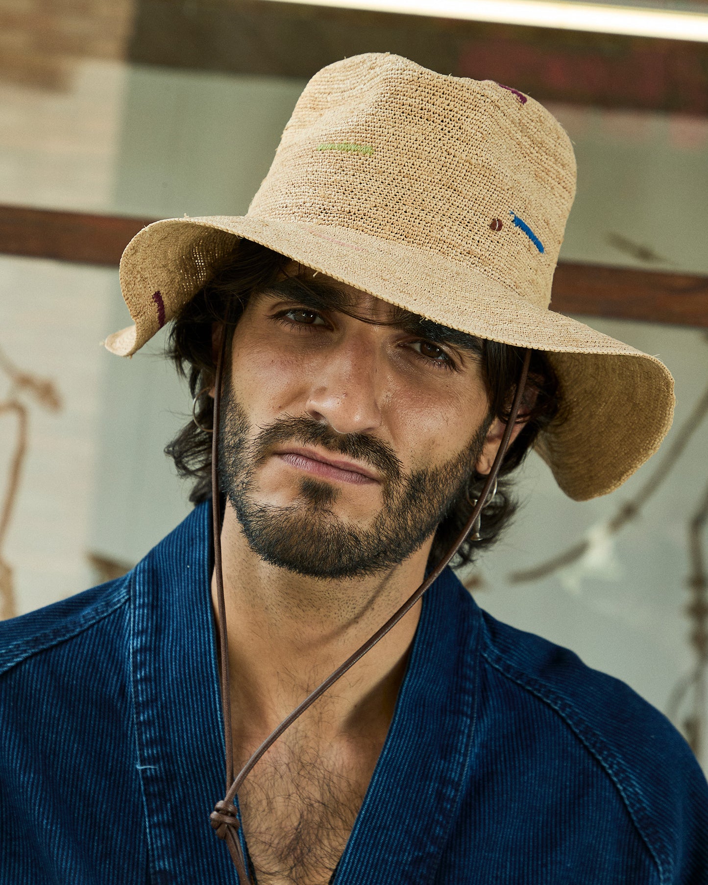 Wandermate Rafia Crochet Multicolor Stitches - Italian handmade hat from Florence | SUPERDUPER