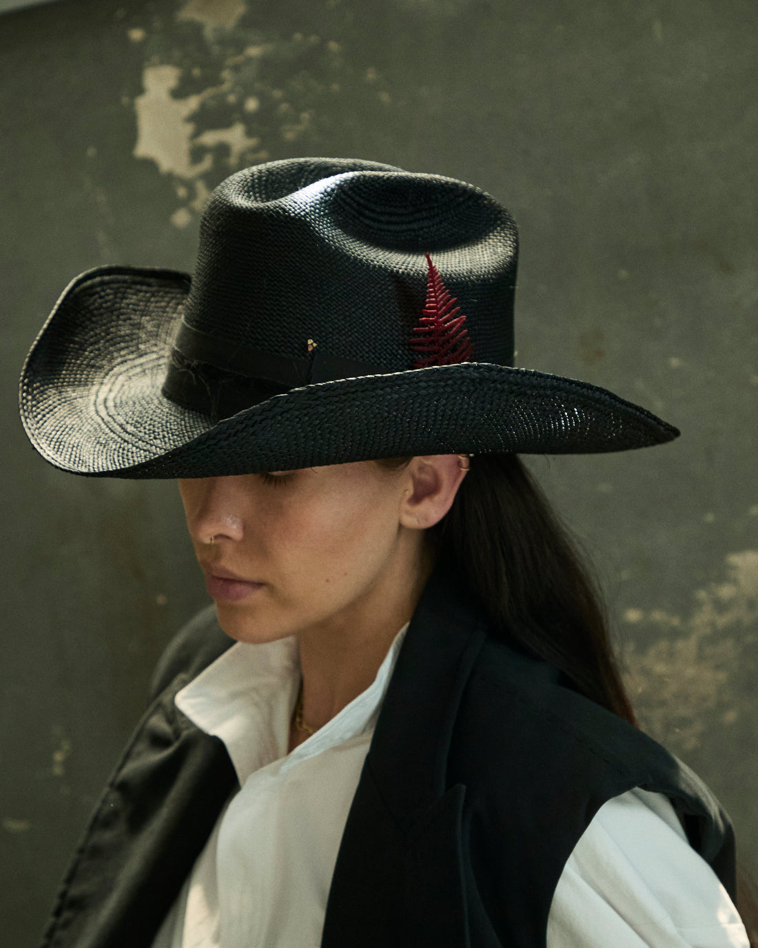 Yuma Panama Black - Italian handmade hat from Florence | SUPERDUPER