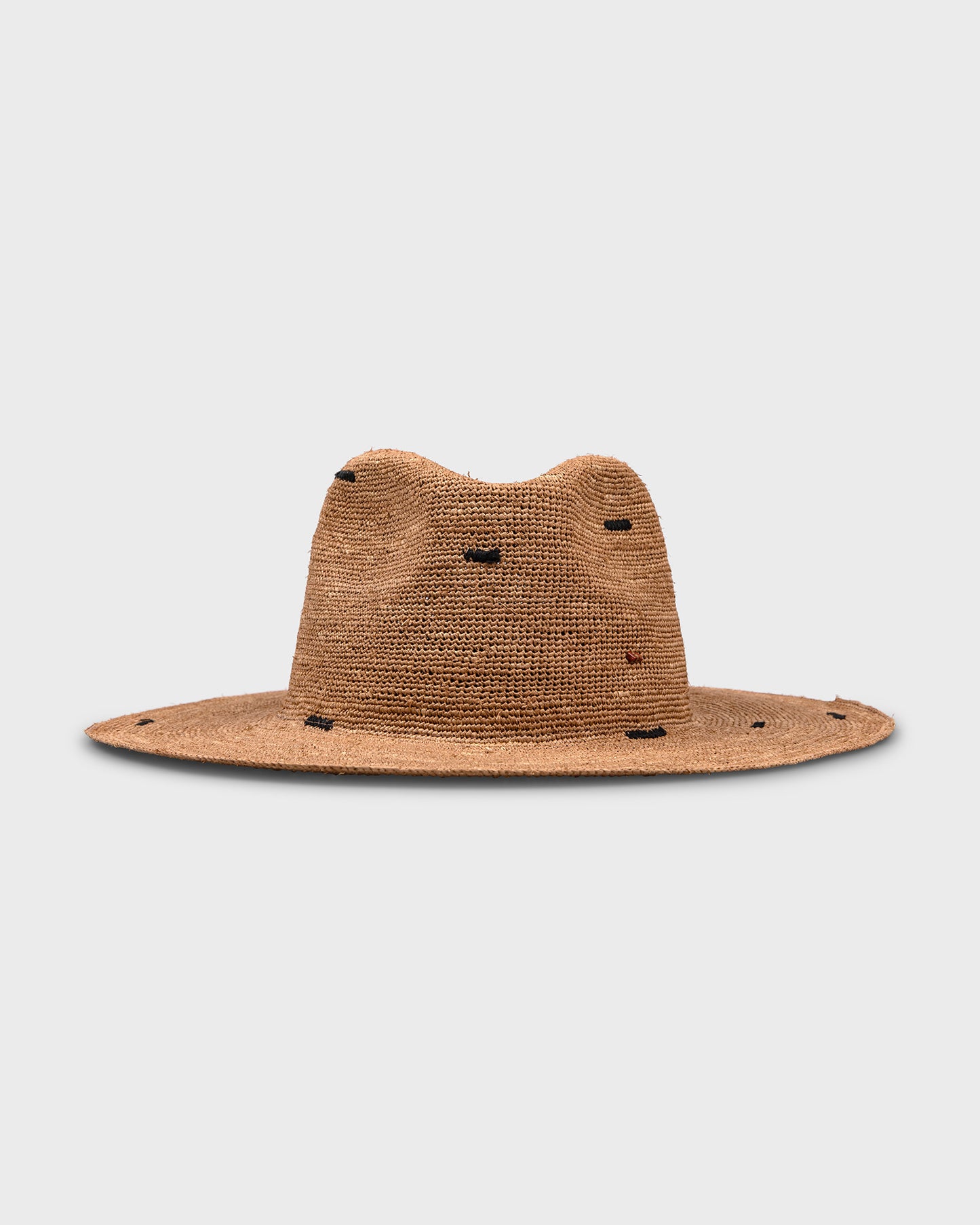 Wandermate Rafia Crochet Tea Black Stitches - Italian handmade hat from Florence | SUPERDUPER