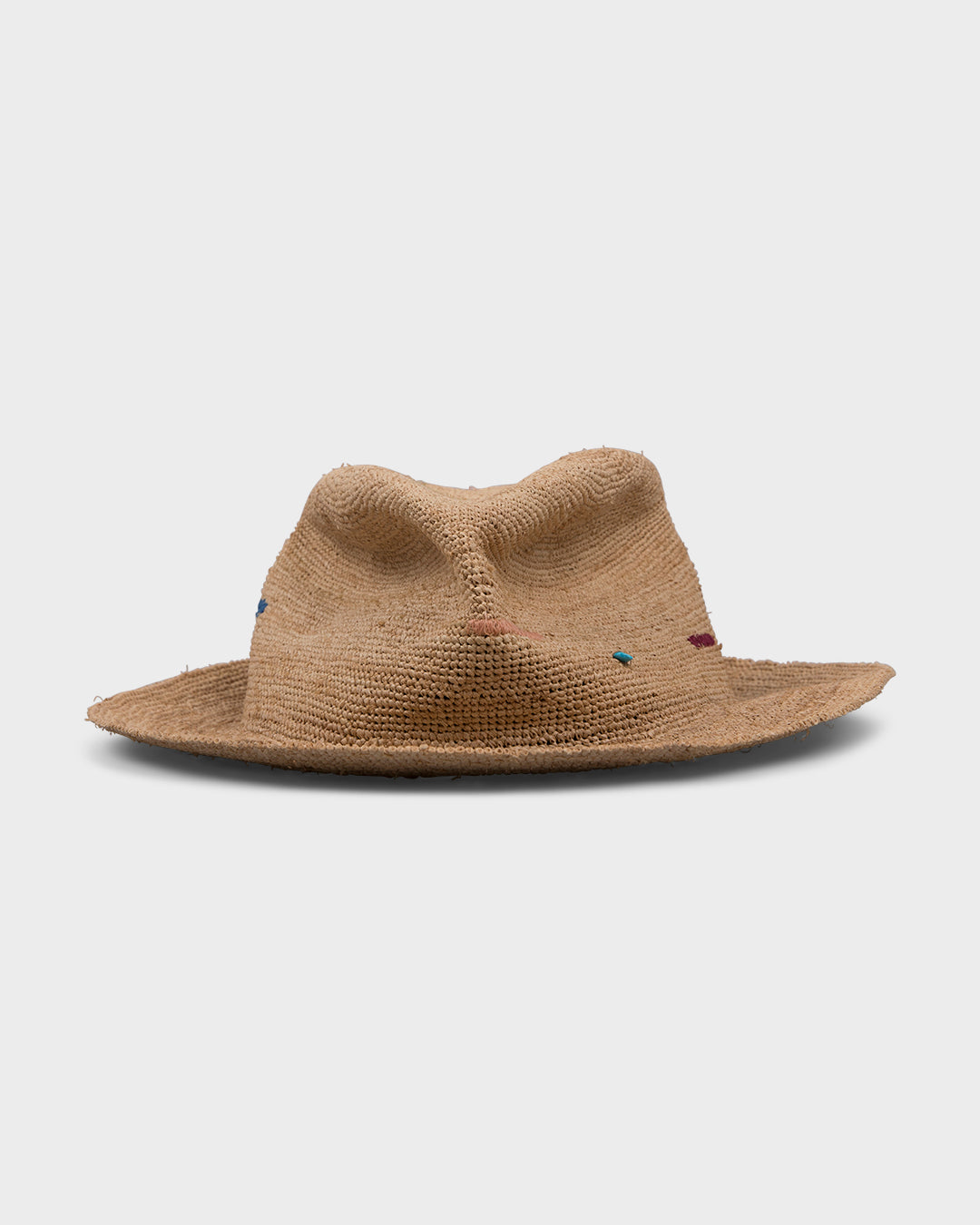 Hobo Rafia Natural Multicolor Stitches - Italian handmade hat from Florence | SUPERDUPER