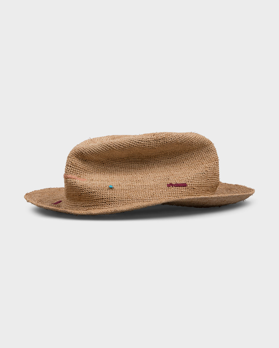 Hobo Rafia Natural Multicolor Stitches - Italian handmade hat from Florence | SUPERDUPER
