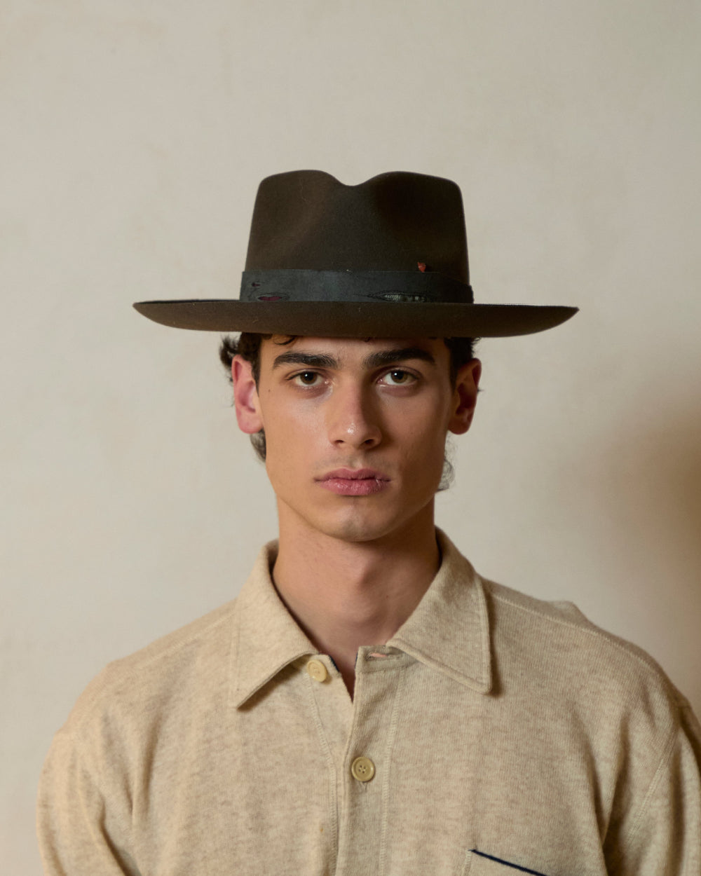 Grateful Cut Dark Olive - Italian handmade hat from Florence | SUPERDUPER
