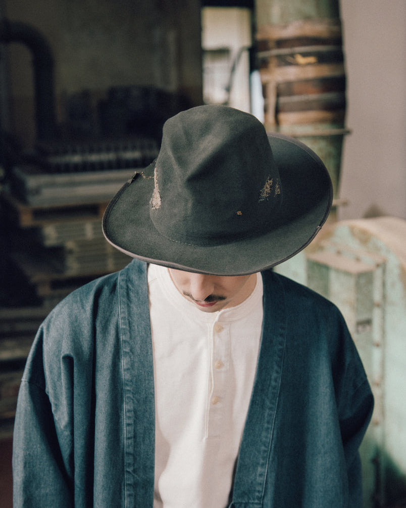 Crazy Horse Dark Olive Stiff - Italian handmade hat from Florence | SUPERDUPER